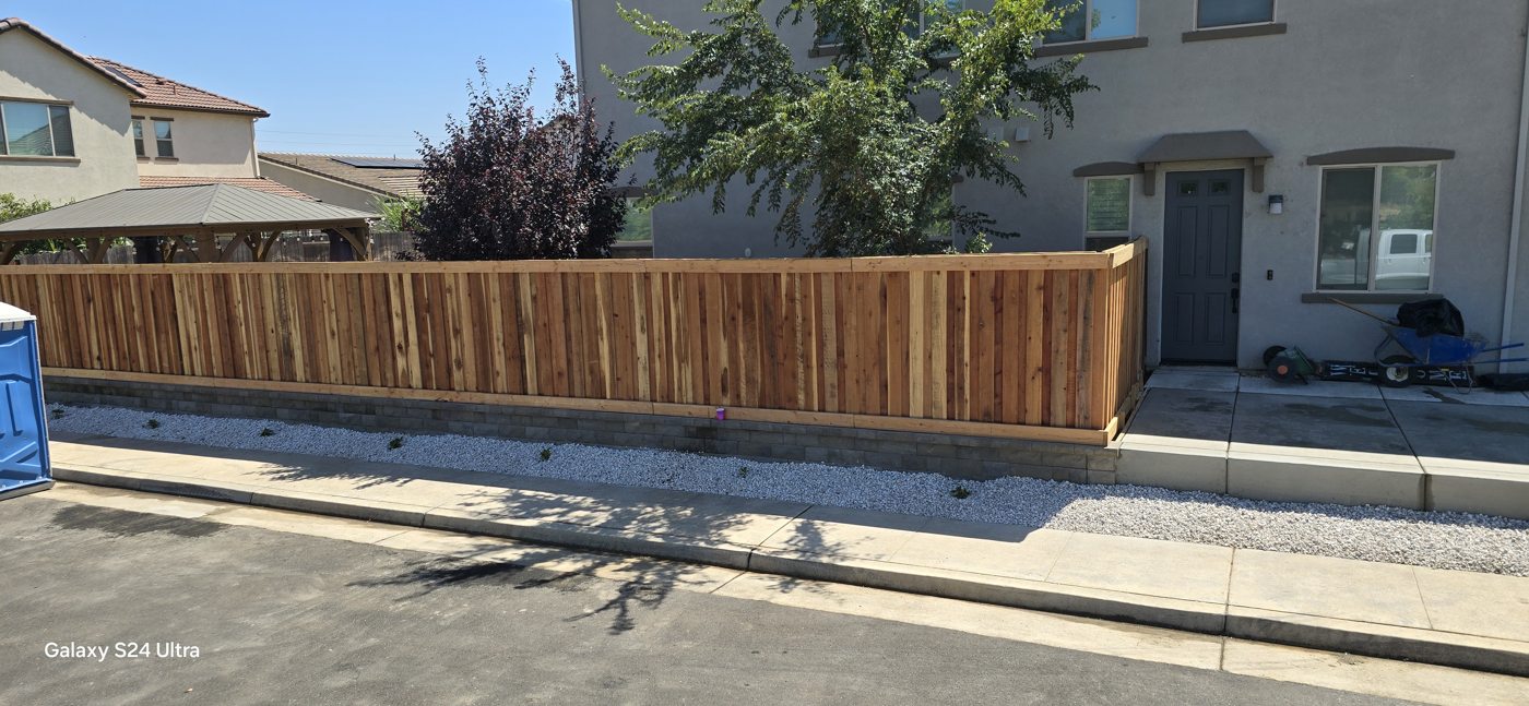 Wood fence along the property boundary